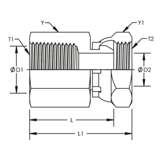 1405-06-04  3/8" NPTF Female x 1/4" NPSM Female Swivel Hydraulic 