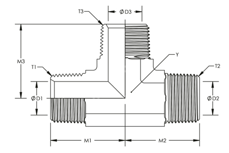 AF 5600-08-08-08 Tee .840-14 Threads 1/2 Male Pipe AF 5600-08-08-08 Tee .840-14 Threads 1/2 Male Pipe